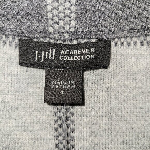 NWT J. Jill Wearever Windowpane Sweater Jacket Gray W/White Knit Women's Size S - Picture 10 of 14